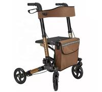 Andador plegable con andador andador vertical, plegable de pie, andador con andador de aluminio con asiento, andador para personas mayores, ligero y fácil de plegar, andador con andador con marco
