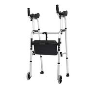 Andador plegable con andador, postura vertical con almohadilla de soporte para reposabrazos, andador con ruedas de 4 ruedas, ayuda para caminar para personas mayores de altura ajustable utilizada