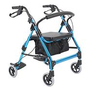 Andador plegable con asiento, ruedas de 6 pulgadas, reposapiés y respaldo, altura ajustable de aluminio para ancianos/discapacitados, decoración Safehappy