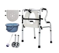 Andador plegable con ayuda para caminar, almohadilla para pies antideslizante, ajustable en altura, 8 velocidades, soporte de peso, 180 kg, andador de aluminio liviano para deportes en interiores y e