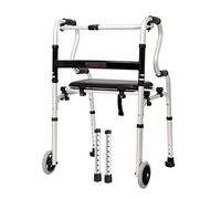 Andador plegable con bastón de cuatro patas con asiento de PP con andador con ruedas Andador plegable, muletas Hola