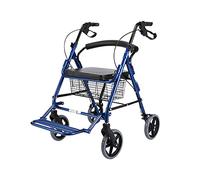 Andador plegable con ruedas, Andador con ruedas y asiento de 4 ruedas, plegable, altura ajustable, capacidad de 150 kg