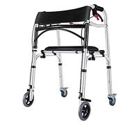 Andador plegable con ruedas Andador de 4 ruedas Andador alto, ayudas de movilidad para caminar con ruedas de aluminio para adultos mayores, andadores compactos y livianos con cojín y freno, vertical
