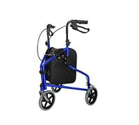Andador plegable con ruedas - Ayuda de movilidad de 3 ruedas con asiento, frenos bloqueables y bolsa de transporte - Diseño compacto y resistente para usuarios mayores y discapacitados