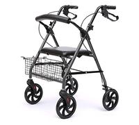 Andador plegable con ruedas, con asiento, freno, mango ajustable, ayuda de movilidad ligera para personas mayores discapacitadas, estrella de luz