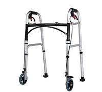 Andador plegable con ruedas de 5 "Andador con andador ligero y ajustable de 6 libras Marco para caminar para adultos Se pliega para un fácil almacenamiento Transporte Fuerte y resistente (1)
