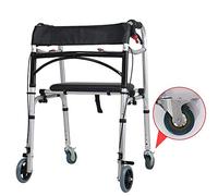 Andador plegable con ruedas de 5 "Andador con andador ligero y ajustable de 6 libras Marco para caminar para adultos Se pliega para un fácil almacenamiento Transporte Fuerte y resistente (4)