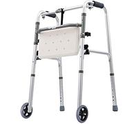 Andador plegable con ruedas delanteras con asiento, andador para personas mayores, adultos para interiores y exteriores, ajustable, pequeño regalo