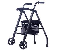Andador plegable con ruedas para ancianos, carrito de la compra de cuatro ruedas, carrito de alimentos, bastón antideslizante con estrella de luz (naranja) (gris)