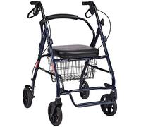Andador Plegable Con Ruedas Para Personas Mayores Con 4 Ruedas, Con Asiento, Respaldo Y Cesta De La Compra, Andador Con Ruedas Para Personas Mayores, Estructura De Acero Duradero, Ruedas De 6 Pulgada