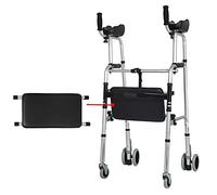 Andador plegable con ruedas para personas mayores, resistente con soporte para hombros y capacidad de 400 libras, para interiores y exteriores para personas mayores y caminantes (un andador+2 rue