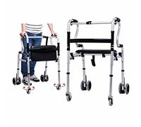 Andador plegable con ruedas para rehabilitación, andador auxiliar con asiento desmontable, altura ajustable, ayuda para la movilidad para personas mayores, color plateado (color: plata)