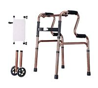 Andador plegable de 2 ruedas para personas mayores, ayuda a levantarse y caminar, andadores ligeros para personas mayores con asiento, marrón