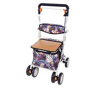 Andador plegable de 4 ruedas, marco ligero ajustable, ayuda para caminar, carrito de movilidad con bolsa, cochecito de compras, Scooter