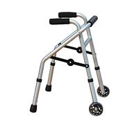 Andador plegable de aleación de aluminio, andador con andador ligero y plegable de 2 ruedas, ayuda para niños discapacitados, pasamanos, muletas, altura ajustable 52-62 cm, plateado