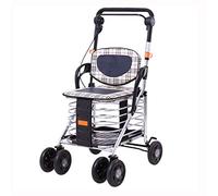 Andador plegable de aleación de aluminio para caminar, andador, andador con asiento y respaldo, freno de pie, para ancianos, estrella de luz