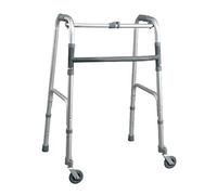 Andador plegable, de altura ajustable con 2 topes y 2 ruedas giratorias