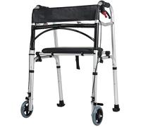 Andador plegable de altura ajustable para personas mayores Andador estándar con ruedas y asiento acolchado Ayudas para la movilidad Andador Carga máxima 330 libras