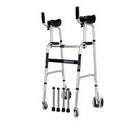 Andador plegable de aluminio, andador estándar con ruedas y reposabrazos, ayuda para la movilidad para caminar, entrenador de miembros inferiores para personas mayores (color: 4 ruedas+4 patas)
