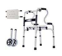 Andador plegable de aluminio, andador estándar de 2 ruedas con asiento de descanso, ayuda para la movilidad para caminar, silla de baño para entrenador de miembros inferiores para personas mayores, e