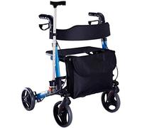 Andador plegable de aluminio con asiento y bolsa, altura ajustable, 4 ruedas, ayuda a la movilidad para ancianos/personas mayores, estrella de luz