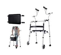 Andador plegable de aluminio con ruedas de 5 pulgadas Soporte axilar de espuma Alfombrilla para pies estilo trineo Ayuda de movilidad para caminar ajustable en altura para personas mayores (color: 2