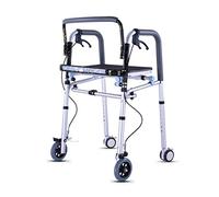 Andador plegable de aluminio ligero para ancianos, ayuda con asiento de ducha/frenos, marco de tracción con muletas para ancianos/estrella de luz