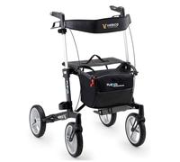 Andador plegable de aluminio Veleco Flexo de 4 ruedas, resistente y ligero, Rollator (Negro)