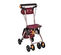 Andador plegable de cuatro ruedas con asiento acolchado, andador con ruedas de postura vertical, andador de aluminio liviano, equipo de terapia andador para personas mayores,Red