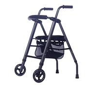 Andador plegable de dos botones para personas mayores con rueda, andador portátil de movilidad ajustable en altura, capacidad de carga máxima de 200 libras
