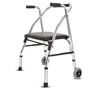 Andador plegable de dos botones para personas mayores con ruedas de 6 pulgadas y asiento ajustable de aluminio plegable para ayuda a la movilidad de hasta 330 libras