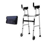 Andador plegable de lujo con dos botones, andador vertical de 2 ruedas, ligero y portátil, para personas mayores y personas mayores. Material: aleación de aluminio. Capacidad de ca