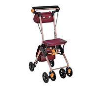 Andador plegable de movilidad de cuatro ruedas con asiento acolchado, andador con ruedas de postura vertical, andador de aluminio liviano, andador con equipo de terapia para personas mayores,Red