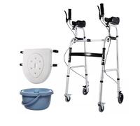 Andador plegable estándar con asiento desmontable y reposabrazos acolchados extraíbles, bipedestación de rehabilitación, ayuda ligera para caminar (asiento 2)