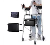 Andador plegable estándar con reposabrazos acolchados extraíbles, andador auxiliar de rehabilitación de aleación de aluminio, ayuda para caminar con altura ajustable para personas mayores.