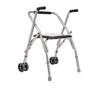 Andador plegable estándar con ruedas y asiento para personas mayores, adultos mayores, andador de pie, marco de altura ajustable, ligero, soporta hasta 330 libras