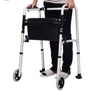 Andador plegable estándar para ancianos, marco de aluminio ligero con ruedas y asiento acolchado para personas mayores y adultos, altura ajustable