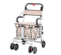 Andador plegable ligero de 6 ruedas, carrito de compras, carrito plegable, asiento para caminar para personas mayores, ideal para personas mayores.