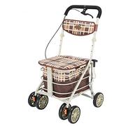 Andador plegable ligero de 6 ruedas con freno de mano/carrito de compras plegable/asiento para personas mayores