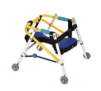 Andador Plegable, ligero, de cuatro ruedas, altura ajustable, antideslizante, para rehabilitación y entrenamiento, con asiento acolchado, para niños pequeños, niños y adolescentes, ayuda(Medium)