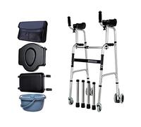 Andador plegable ligero de lujo compacto y plegable, con asiento, con inodoro, andador de 4 ruedas, ligero y portátil, para ancianos, peatones, material: aleación de aluminio, capa