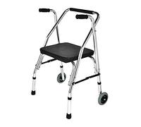 Andador plegable liviano, andador con ruedas de viaje de 2 ruedas con asiento y reposabrazos, ayuda para caminar con muleta vertical para personas mayores de altura ajustable para adultos mayores