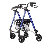 Andador plegable para caminar, andador auxiliar con cesta de 4 ruedas, multicolor opcional, rojo (azul)