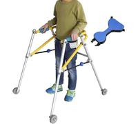 Andador Plegable para Niños con Ruedas, Ligero Andador de Aleación de Aluminio Regulable en Altura, Andador Infantil Tamaño Anti-Retroceso para Discapacitados Lesionados Entrenamiento de Rehabilitació