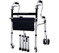 Andador plegable para personas mayores, andador con ruedas, asiento ancho con patas extraíbles y frenos, silla de transporte de altura ajustable