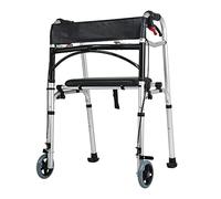 Andador plegable para personas mayores, andador estándar ligero con asiento y ruedas, altura ajustable, ligero, portátil, ayuda de movilidad para ancianos, discapacitados bariátricos (color: 2 ruedas