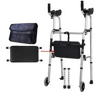 Andador plegable para personas mayores, asistencia para caminar ajustable, ruedas equipadas con almohadilla para reposabrazos para movilidad limitada con tren de rehabilitación de miembros inferiores