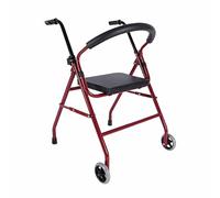 Andador plegable para personas mayores, ayuda de pie de aleación de aluminio, andador con ruedas, con respaldo/asiento, adecuado para el hogar y los viajes