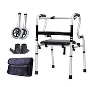 Andador plegable para personas mayores, con asiento de cuero, andador vertical ligero para adultos discapacitados ancianos, altura ajustable, carga 180 kg (color: sin ruedas) (sin ruedas) decoración