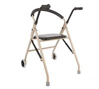 Andador plegable para personas mayores con asiento y 2 ruedas, andador vertical portátil con soporte de altura ajustable, asistente de paso para adultos mayores discapacitados Hola